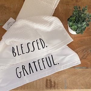 Rae Dunn BLESSED GRATEFUL Kitchen Towel Set